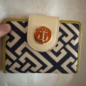 Spartina Anchor Canvas Wallet with Navy Pattern